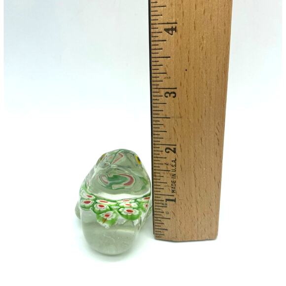 VINTAGE Art Glass MILLEFIORI‎ Frog Paper Weight 1 1/2” - Picture 7 of 9